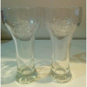Miller High Life Chill Beer Glasses High Relief Thunderbird & Miller Set of 2
